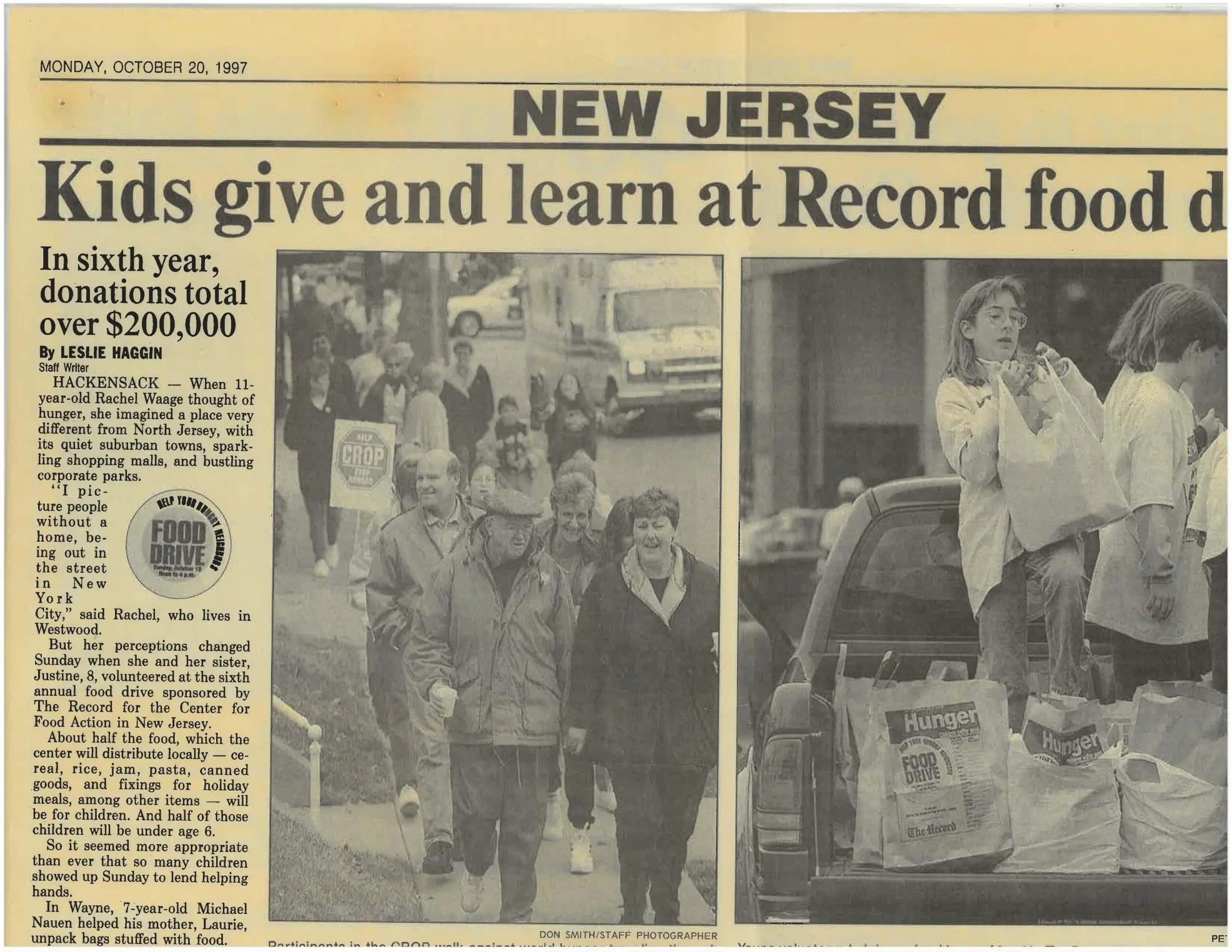 1997 record food drive article